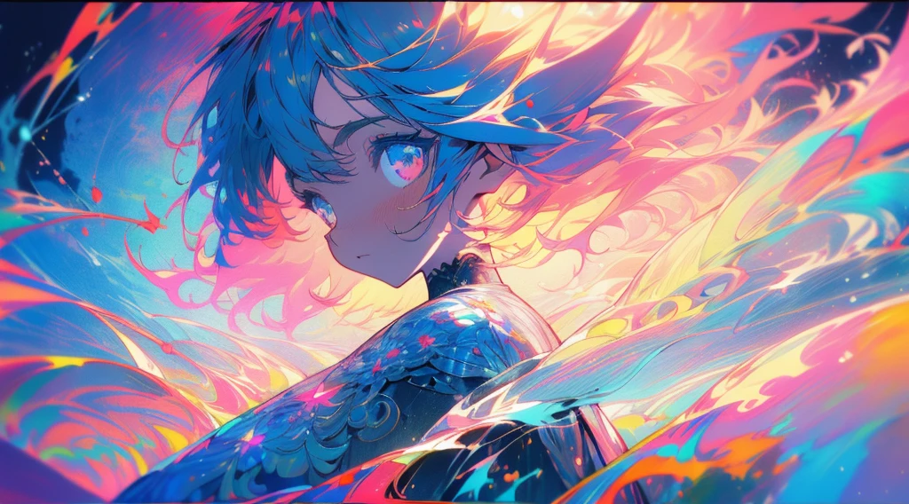 (8K, Highest quality, masterpiece:1.2),(Highest quality:1.0), (Ultra-high resolution:1.0), water彩, Handsome woman, shoulder, Hair Ribbon, Agnes Cecil, Half Body Portrait, Very bright and luminous design, pastel colour, (ink:1.3), Autumn Light,water,背景にwater流,