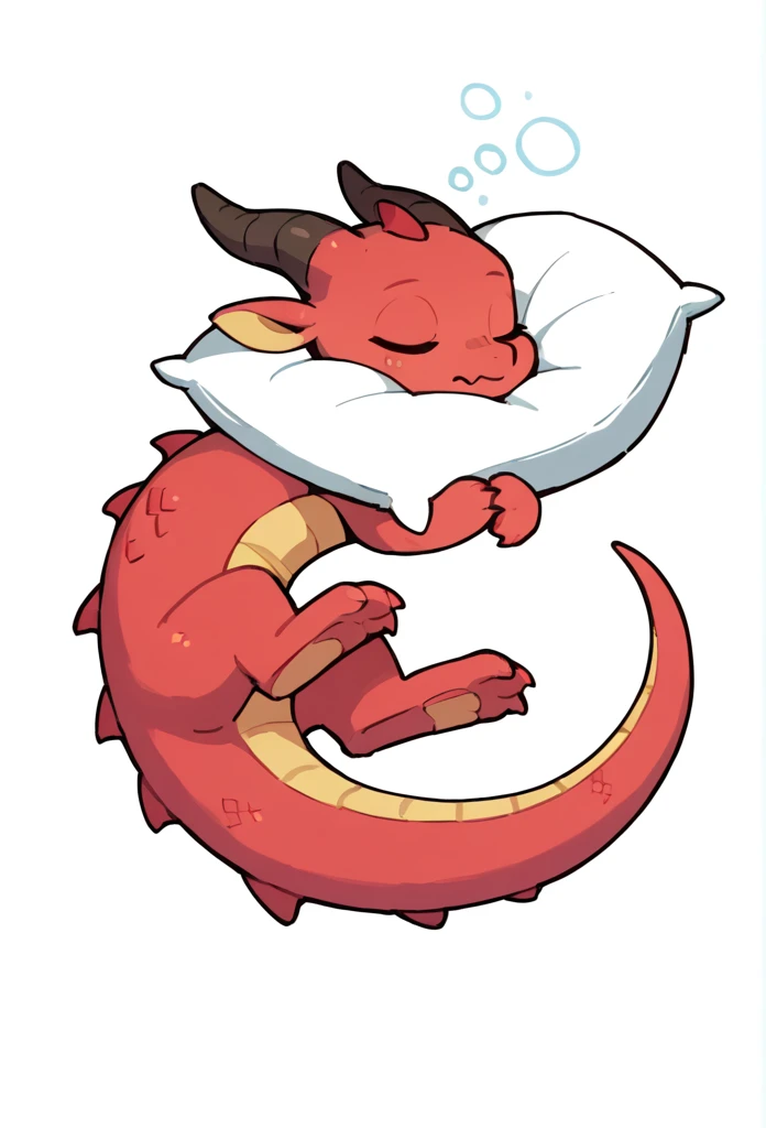 A cute feral dragon, sleeping, cute dragon, white background