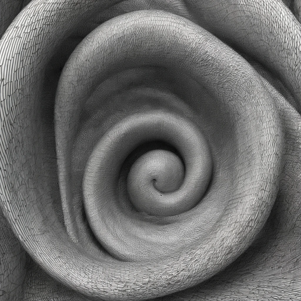 Inner ear structure，Black and white twisted spirals，Precise construction