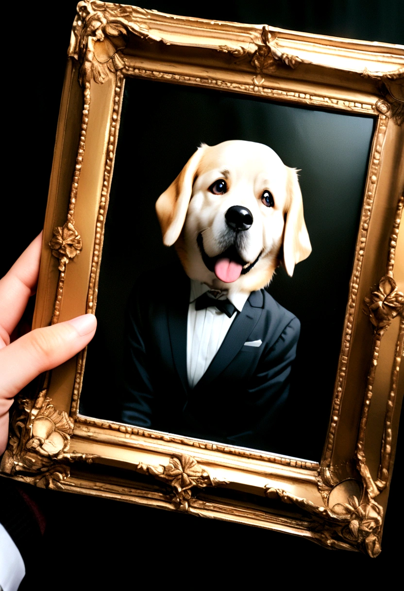 Dog in a suit、photograph