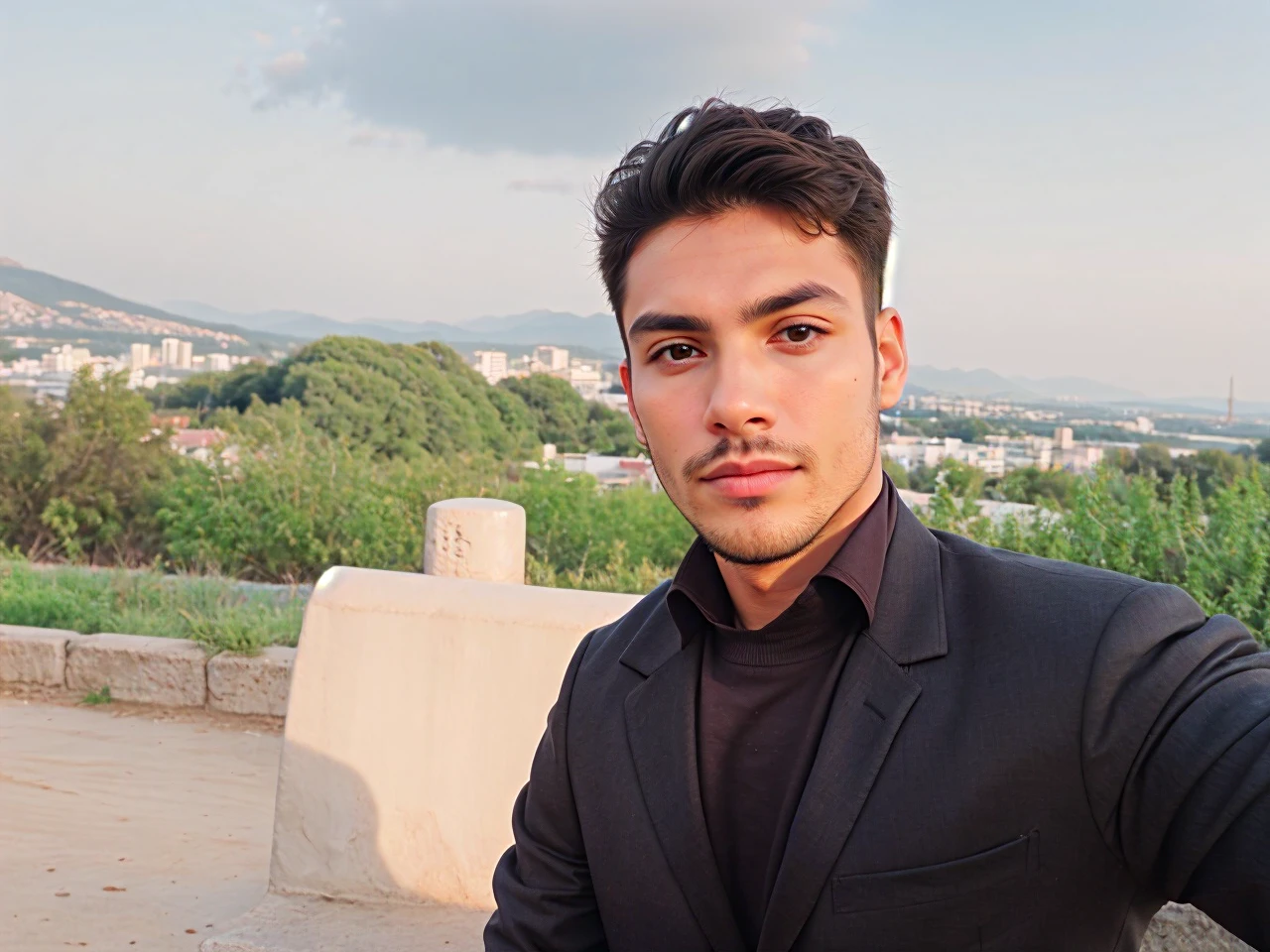 A man wears a blazer jacket