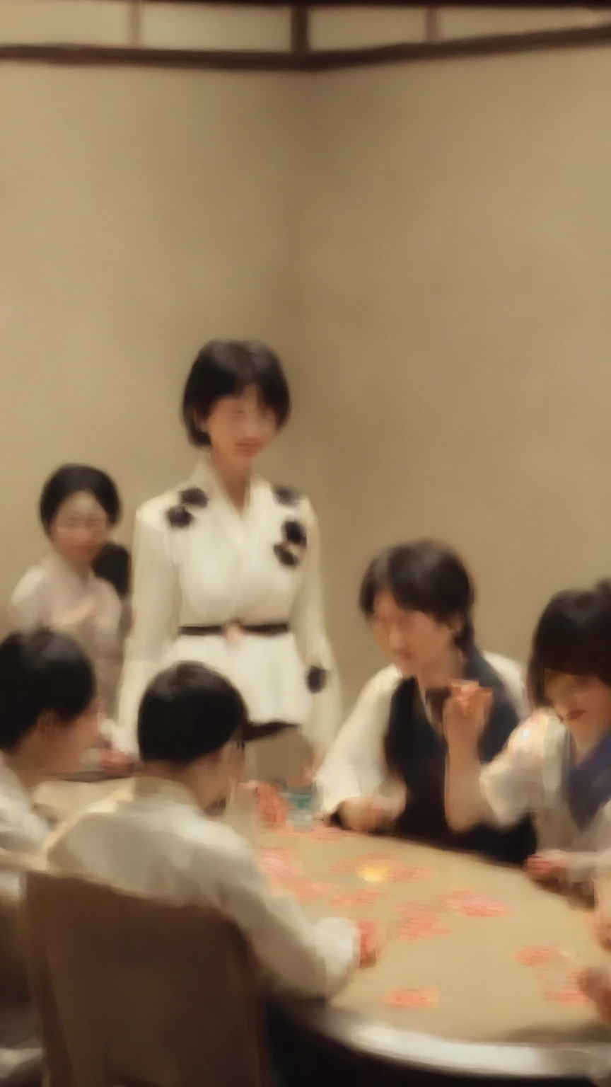 Japanese people playing poker、I'm a vagrant.、This person is poor。And at the very last moment I went all in and won.。This person is smoking a cigarette