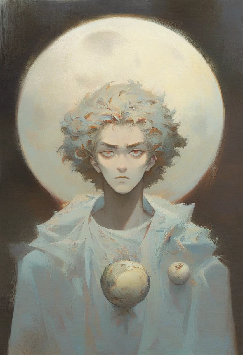 a painting of a woman with a moon in her head, benjamin lacombe, esao andrews : : ornate, pop surrealism, surrealist art, surrealist artwork, ray swanland, portrait of a moon goddess, pop - surrealism, emotional surrealist art, neo surrealism, lowbrow pop surrealism, by Tomek Setowski, surreal art, surrealist painting