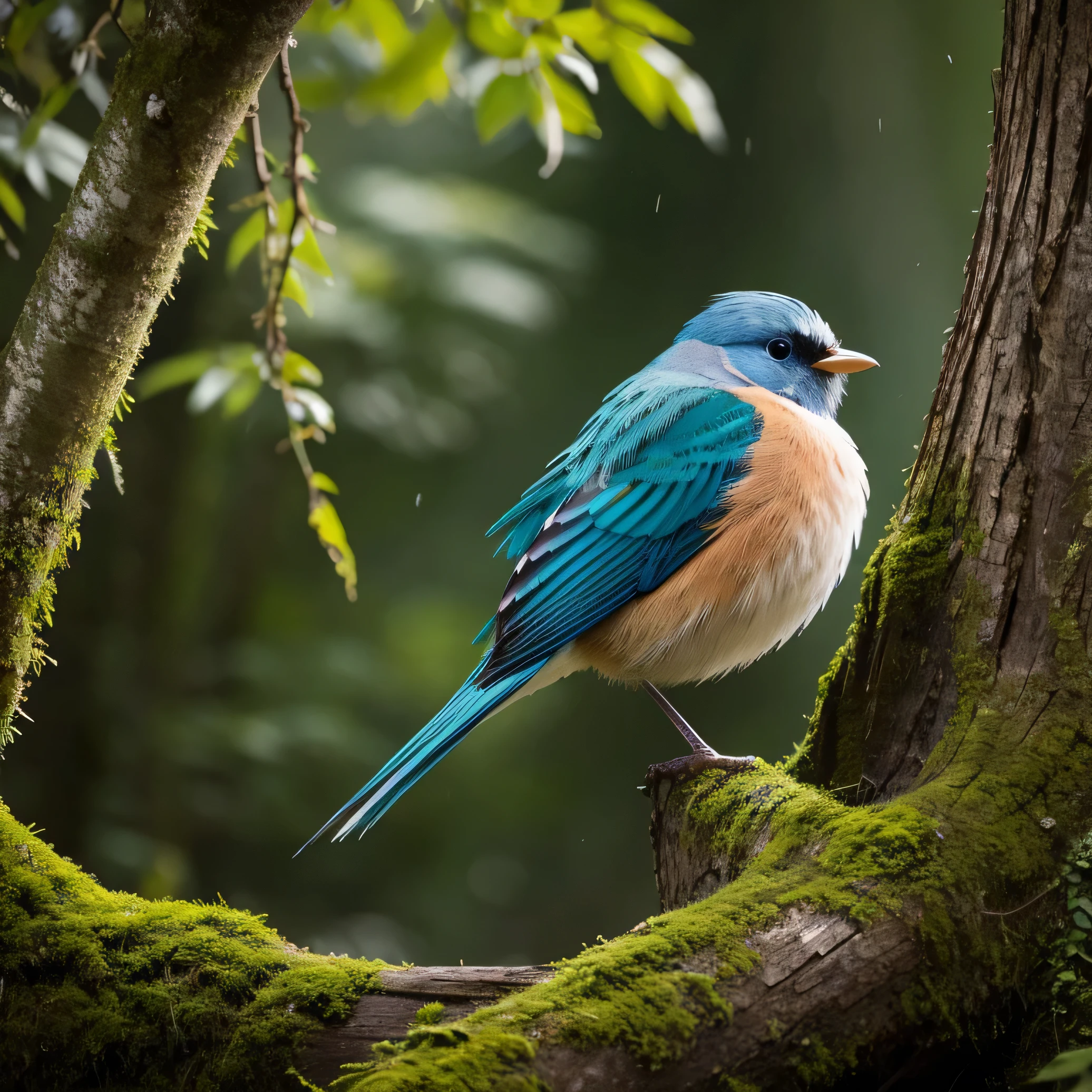 Beautiful fairytale bird in the forest