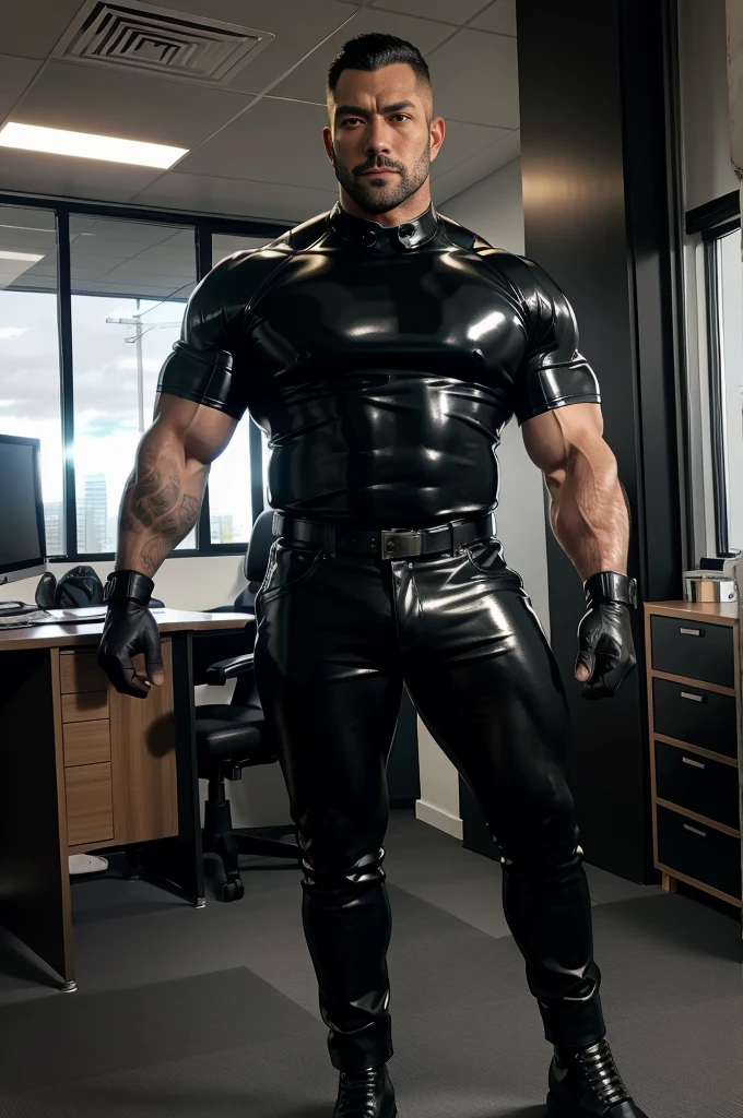 30 years old, daddy,"shiny skin tight leather trousers man ",Dad standing,hd,in the office,"big muscle", gay ,black hair,asia face,masculine,strong man,the boss is,handsome,sex,leather gloves,lecherous dad,look straight ahead,"dad is handsome","gay dad","handsome","raise your hand"