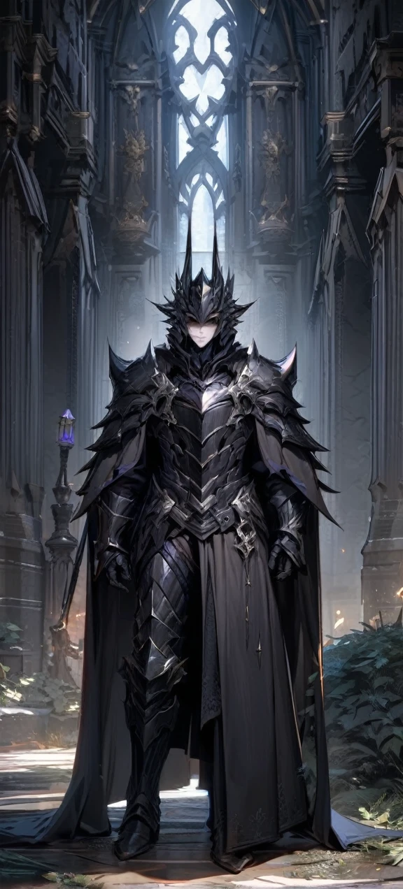  High quality, สมจริงเป็นspecial,nonsense, height, Very detailed, HDR, Masterpiece, ใบหน้าและดวงตาที่มีรายVery detailed, dark armor, alone, ,man, handsome,, blue eyes , Villain&#39;s expression, black splash effect, dark black lightning effect,glowing glitter , symmetrical , Black Aura, strong full body view ,Fantasy Knight, Fantasy Warrior, Fantasy Knight, Fantasy Warrior in full armor ชายหนุ่มผู้เงียบสงบและมีเสน่ห์, 30 years old, smile, gag, Portrait, Highly detailed face, 寒さとsmile, ((ดวงblue eyes)), ((black short hair)), [Thick eyebrows], battlefield, ((black long coat)), ((all black)), (ดวงblue eyes) ,Short Black Quiff Hair with Soft Fringe, handsome , muscle, Facial expressions, Black Knight Armor (Plain black armor) , black fur shawl(Masterpiece,best quality,special, (Broad shoulders)) (muscle), male focus, Hand Held Weapons (Crescent repeater),Lipo,Fang Tian Hua Ji, attack posture. , Details of his repeater, Characteristics and characteristics of monsters, and convey the tension and power of the encounter.."