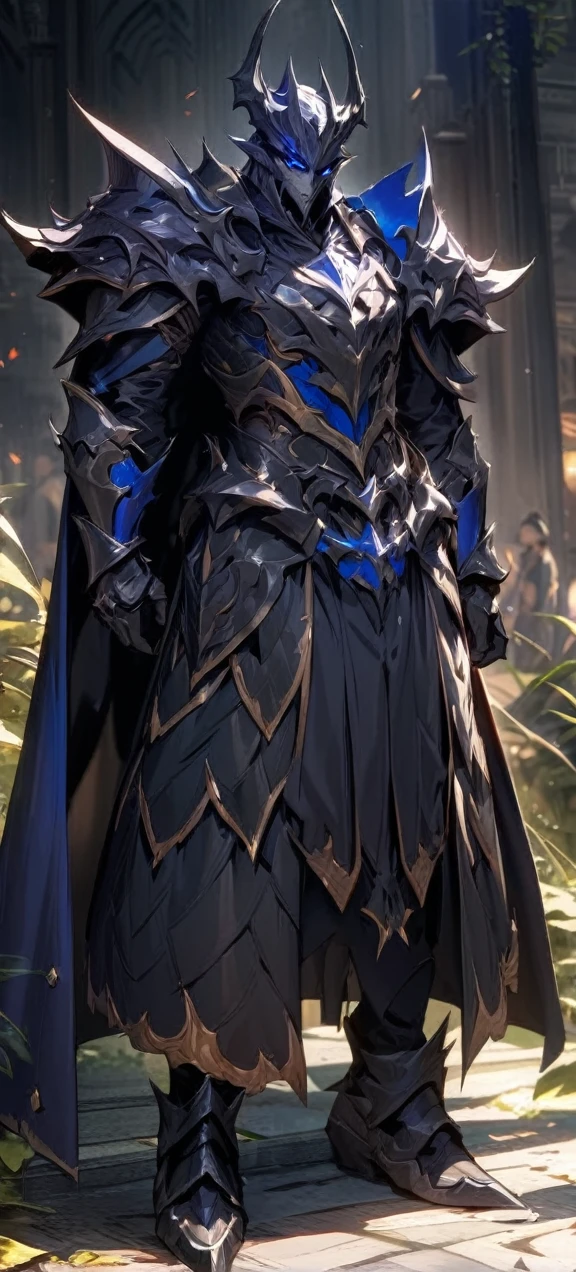  High quality, สมจริงเป็นspecial,nonsense, height, Very detailed, HDR, Masterpiece, ใบหน้าและดวงตาที่มีรายVery detailed, dark armor, alone, ,man, handsome,, blue eyes , Villain&#39;s expression, black splash effect, dark black lightning effect,glowing glitter , symmetrical , Black Aura, strong full body view ,Fantasy Knight, Fantasy Warrior, Fantasy Knight, Fantasy Warrior in full armor ชายหนุ่มผู้เงียบสงบและมีเสน่ห์, 30 years old, smile, gag, Portrait, Highly detailed face, 寒さとsmile, ((ดวงblue eyes)), ((black short hair)), [Thick eyebrows], battlefield, ((black long coat)), ((all black)), (ดวงblue eyes) ,Short Black Quiff Hair with Soft Fringe, handsome , muscle, Facial expressions, Black Knight Armor (Plain black armor) , black fur shawl(Masterpiece,best quality,special, (Broad shoulders)) (muscle), male focus, Hand Held Weapons (Crescent repeater),Lipo,Fang Tian Hua Ji, attack posture. , Details of his repeater, Characteristics and characteristics of monsters, and convey the tension and power of the encounter.."