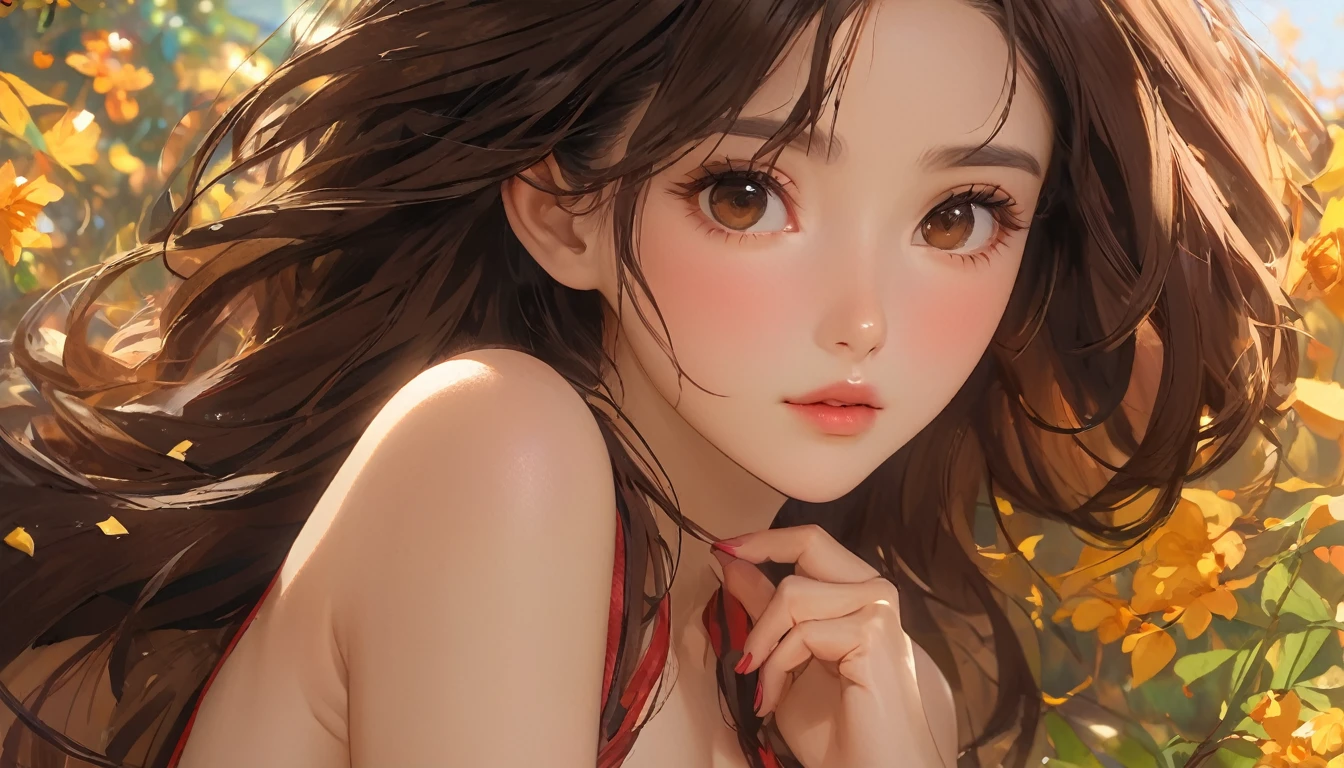(Highest quality、4K、masterpiece:1.3)、Beautiful woman、1 female、(Use your brain、Attractive body:1.2)、Abdominal muscles:1.1、Dark Brown Hair:1.1、(whole body:1.2)、Highly detailed face、Lip details、Detailed eyes、double eyelid