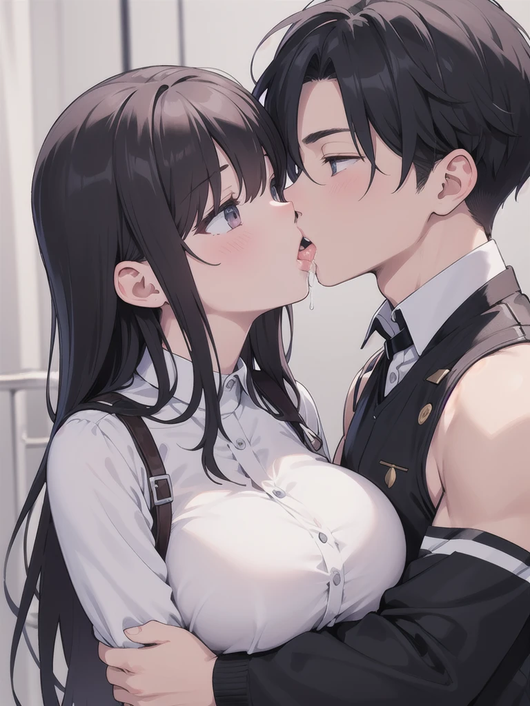 1male, 1girl,face to face,{{{{kiss her breast}}}},hug,1boy,Sucking a girl&#39;s breasts,black hair,dark skinned,middle aged man,1girl,Nude,Red eyes,Long twin tails,Brown Hair,Eyebrows visible through hair,Flat Chest,
