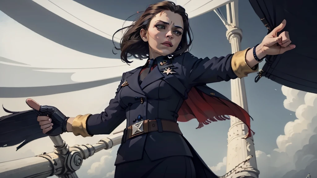 Style scene，Blue flag flying，Spectacular，Magnificent，style，Brunette Queen，Hitler hand gesture