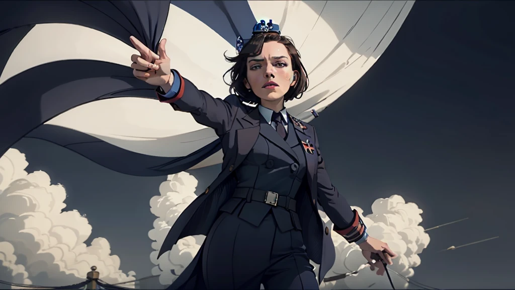 Style scene，Blue flag flying，Spectacular，Magnificent，style，Brunette Queen，Hitler hand gesture