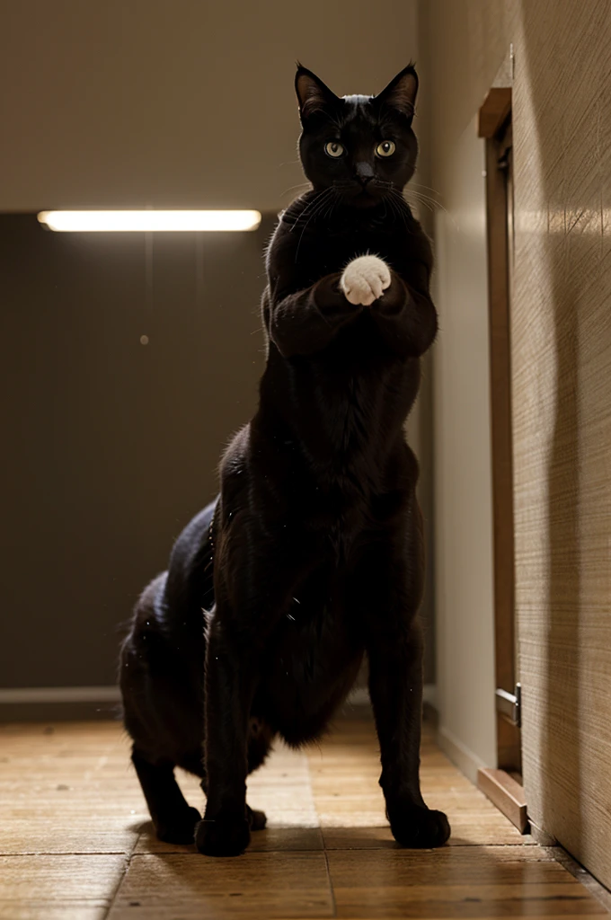 A cat fights against the enemy