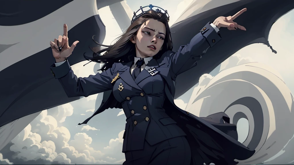 Scenes，Blue flag flying，Spectacular，Magnificent，style，Brunette Queen，Hitler hand gesture