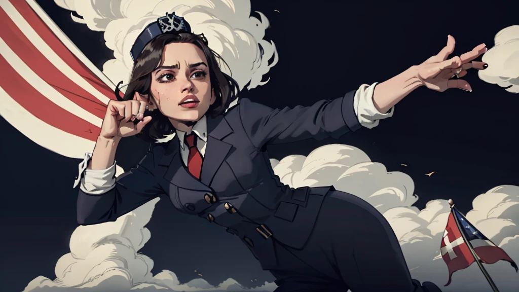 Scenes,Blue flag flying,Spectacular,Magnificent,style,Brunette Queen,Hitler hand gesture