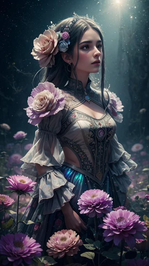 fog, light, dust, royal fractal, holographic cosmic flowers, illustration, mixed technique by Pablo Amaringo "Merriam, Nikolina Petolas, Peter Grik, Dariusz Klimczak, surreal hallucinatory, intricately detailed sharp focus", digital art, perfect composition, beautiful detailed, intricate, insanely detailed octane rendering trending on artstation, 8k art photography, photorealistic concept