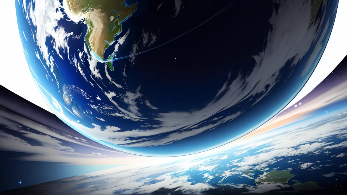 close-up view of the Earth from space, covered in ice, Earth is depicted as a sphere, with a blue atmosphere surrounding it, background is a dark blue space with scattered stars, the earth spinning slowly