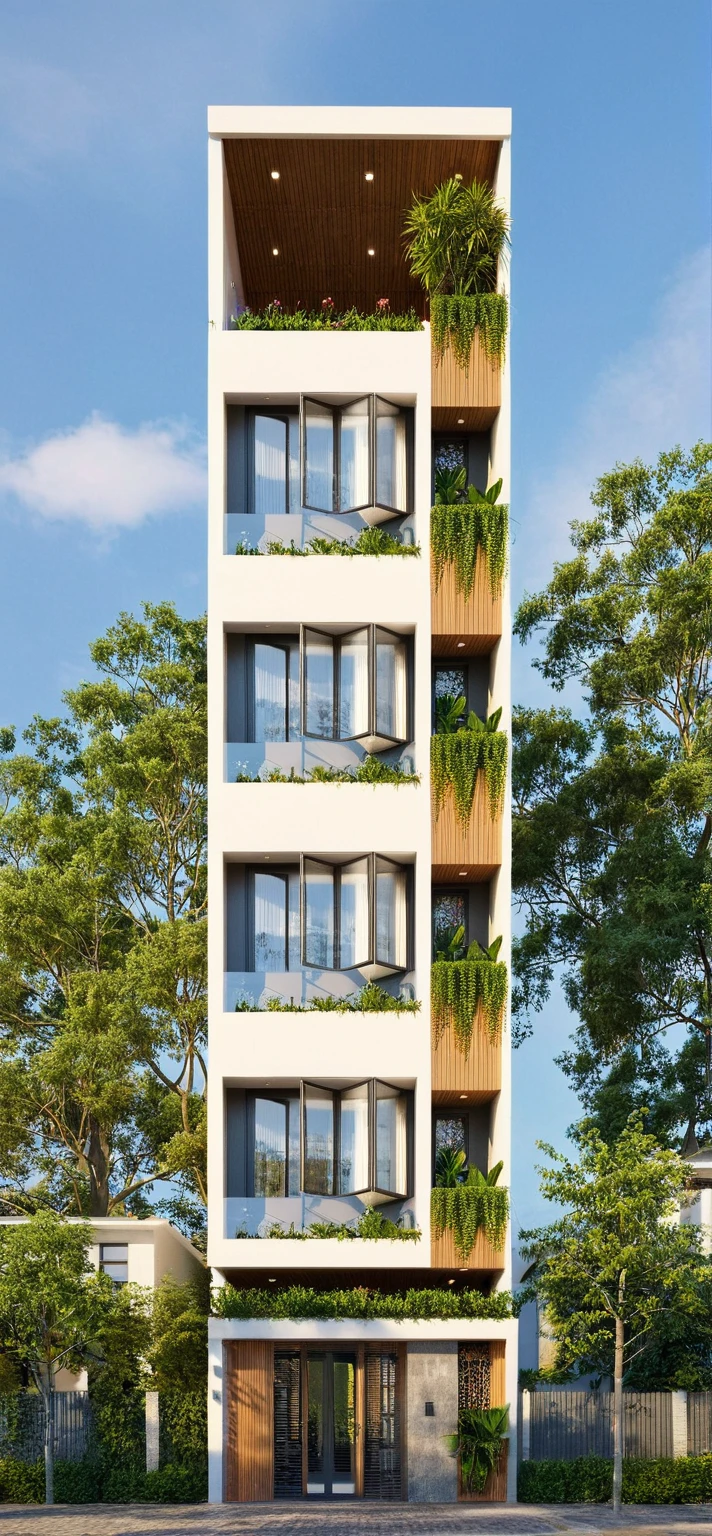 Raw photo,Masterpiece, high quality, best quality, authentic, super detail,
exterior, outdoors, house style modern on the street, glass windows, gate, wooden ceiling,
road,pavement, trees, sky, cloud, (daylight:1.1)