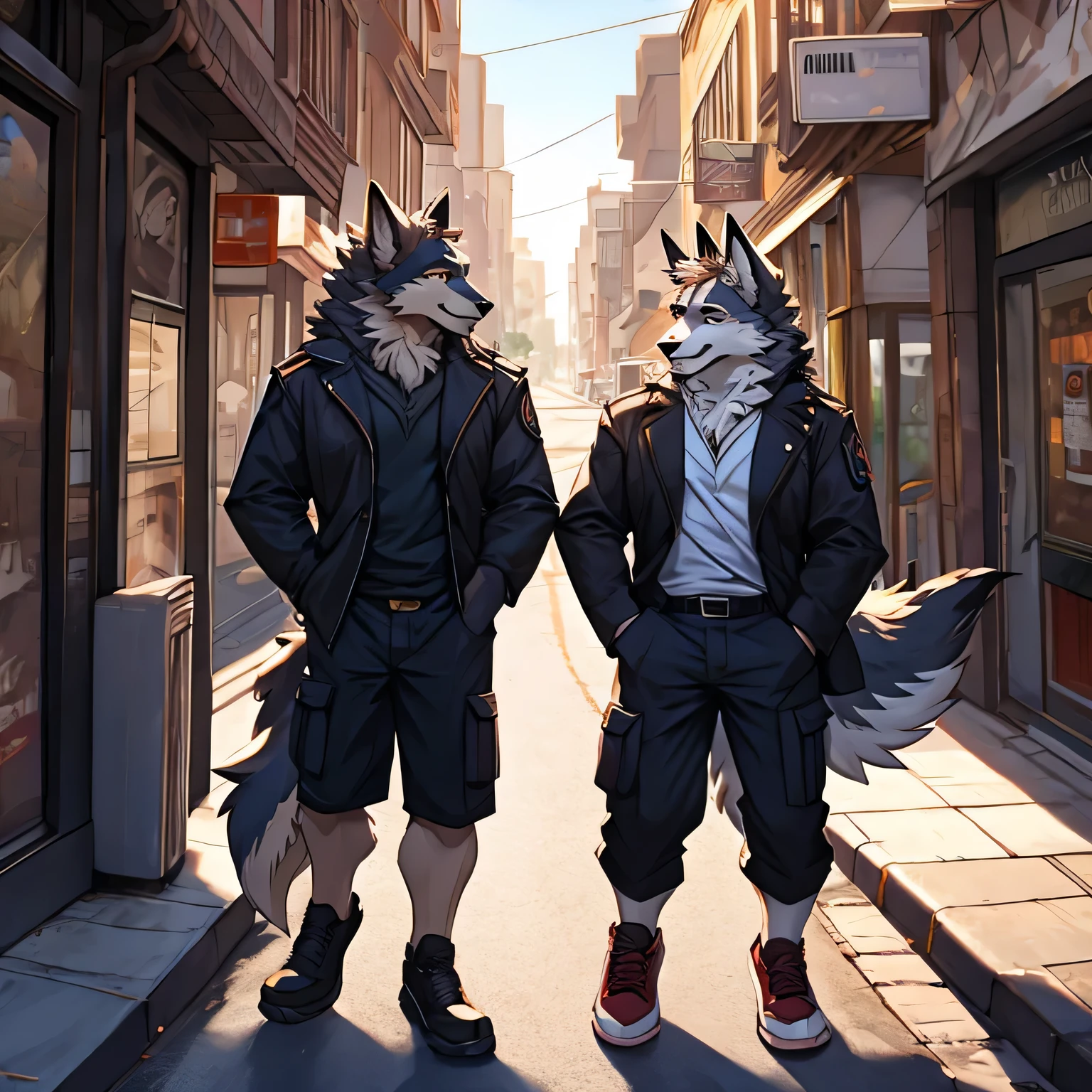 hairy,Two wolves,street,male,Two people