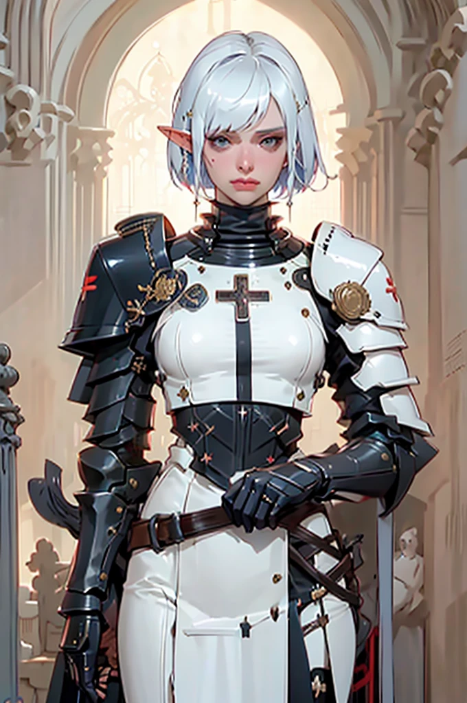 Woman in armor, standing in a dark room with a glaive, girl in armor, gorgeous female paladin, alluring elf princess knight, from line 2, Dressed in heavy armor, female paladin, picture of female paladin, female paladin в стиле фэнтези, extremely detailed art germ, female knight, of a beautiful female knight, beautiful female knight