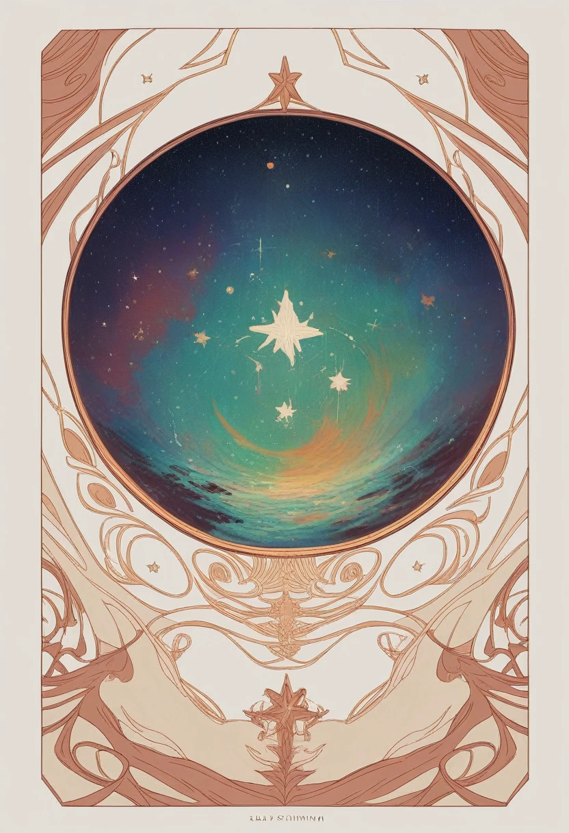 space, Like a dream, Symbolismism, Surrealism, Symbolism, Surreal, Abstract, texture, Concept Art, 8K, There are shades, atmosphere, Stars--light up, square, (perfect square), (Mirror), water, water族馆