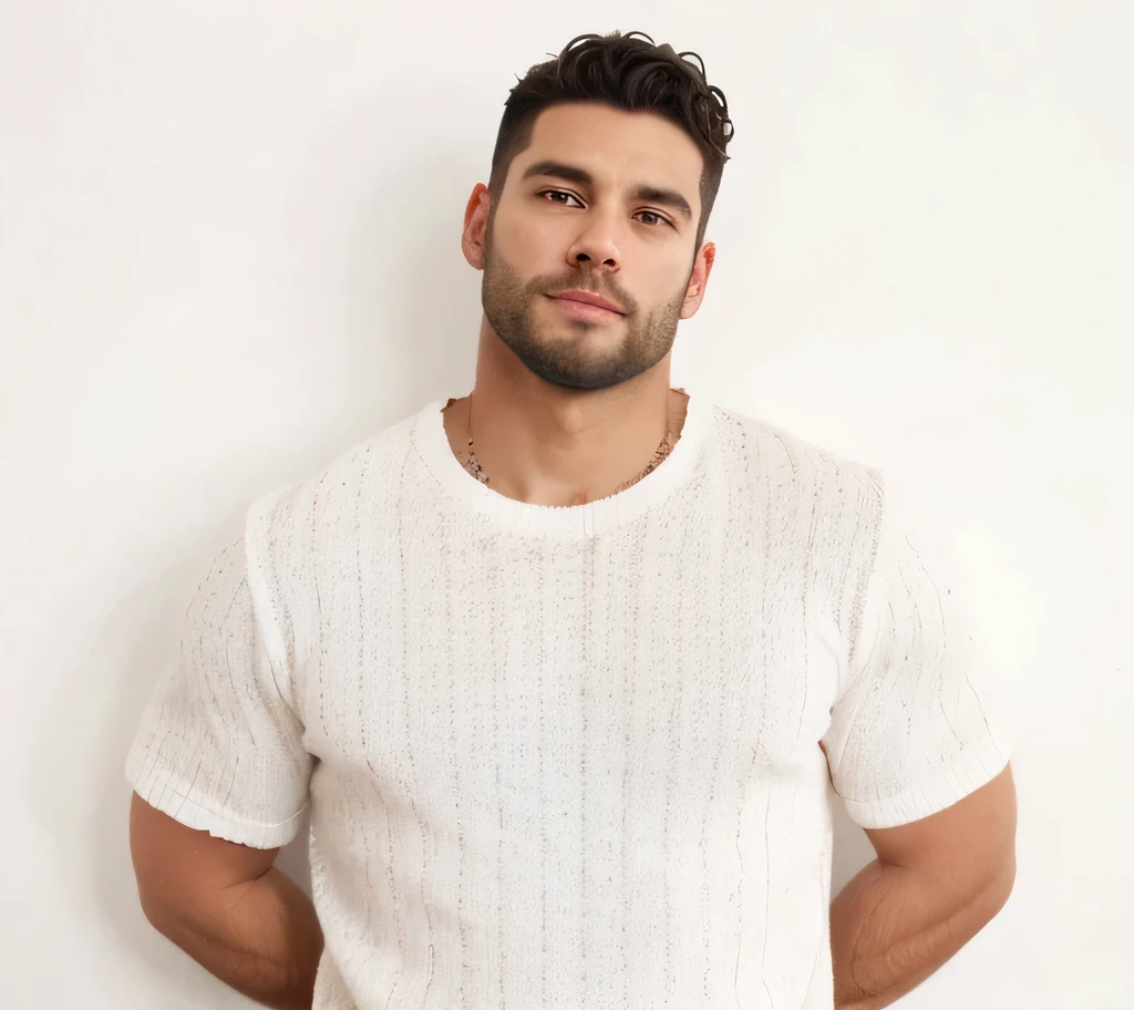 without beard, shorter black curly hair