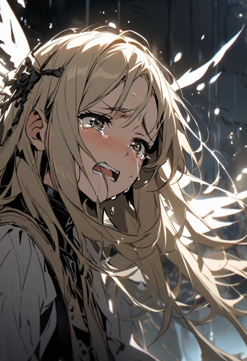 angelic ,forsaken, tears drop down