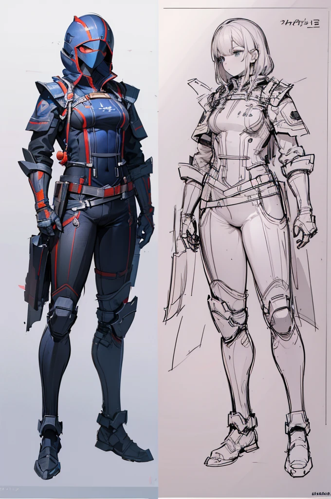 multiple views, pencil sketch, (sketch:1.25), best quality, Line draft, highres, (ultra-detailed:1.1), (illustration:1.1), (infographic:1.2), (solo), perfectly drawn hands, standing, cohesive background, paper, action, (character design:1.1)