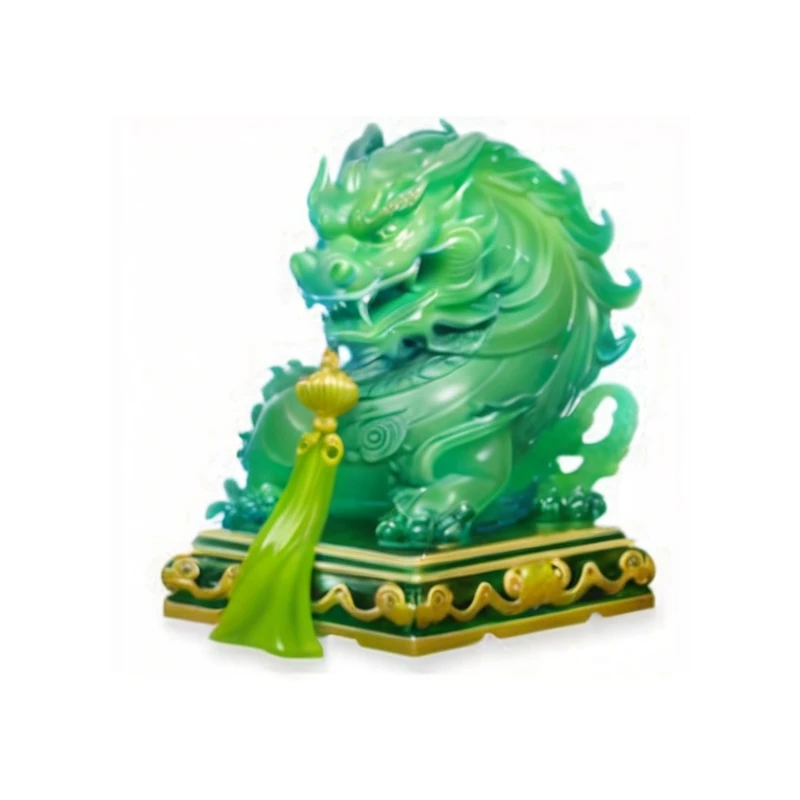 A green long-tailed dragon statue, jade sculpture, Jade Dragon Statue, shui mo hua, Cyan Chinese Dragon Fantasy, Green Dragon, Resin statue, large Green Dragon, Life Element Guardian, guan yu, massive Green Dragon!!!, Sleek Chinese Dragon, Golden green creature, Crystal Dragon, jade scales, Baroque vapor wave statue