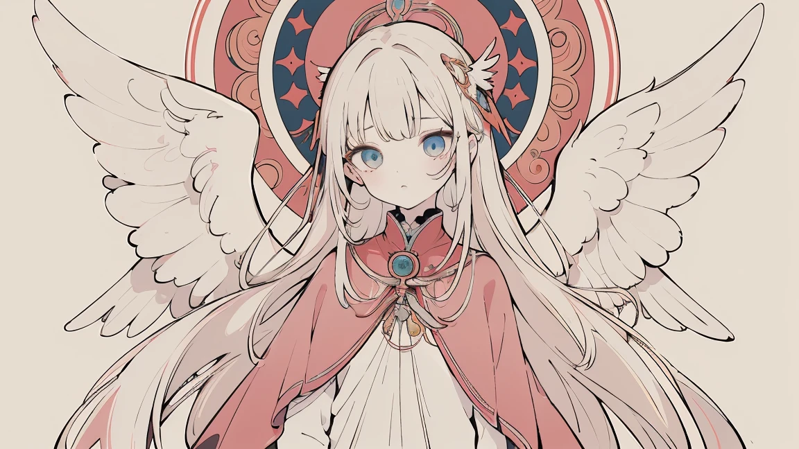 (Designed by nty:1.4),Upper body portrait of a girl, rich and colorful, rich and colorful, Yoshitaka Amano character design,Solitary,Angelic, symmetrical beautiful, Angel Wings, Gorgeous long dress, stand up, (((Solitary))), Color Matching,Clear facial features, Clean lines design, Magic Elements, Future Technology, ((tarot card background)), Standing figure, ((Flat Color)), (masterpiece,Top quality,best quality,Ultra-high resolution), ((Exquisite facial features,Clear facial features,beautiful eyes,Pretty Face)) ,(32K Wallpaper),
