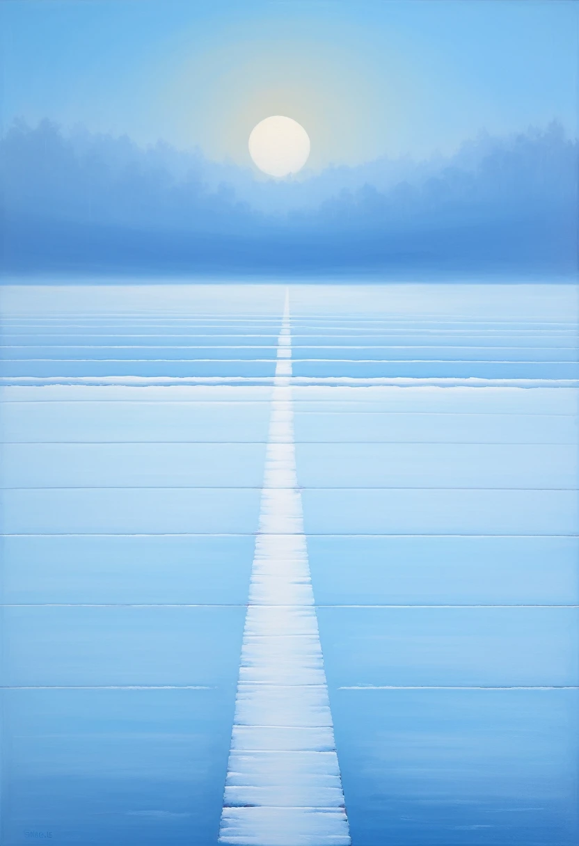 Minimalist stripe painting, Misty ice field