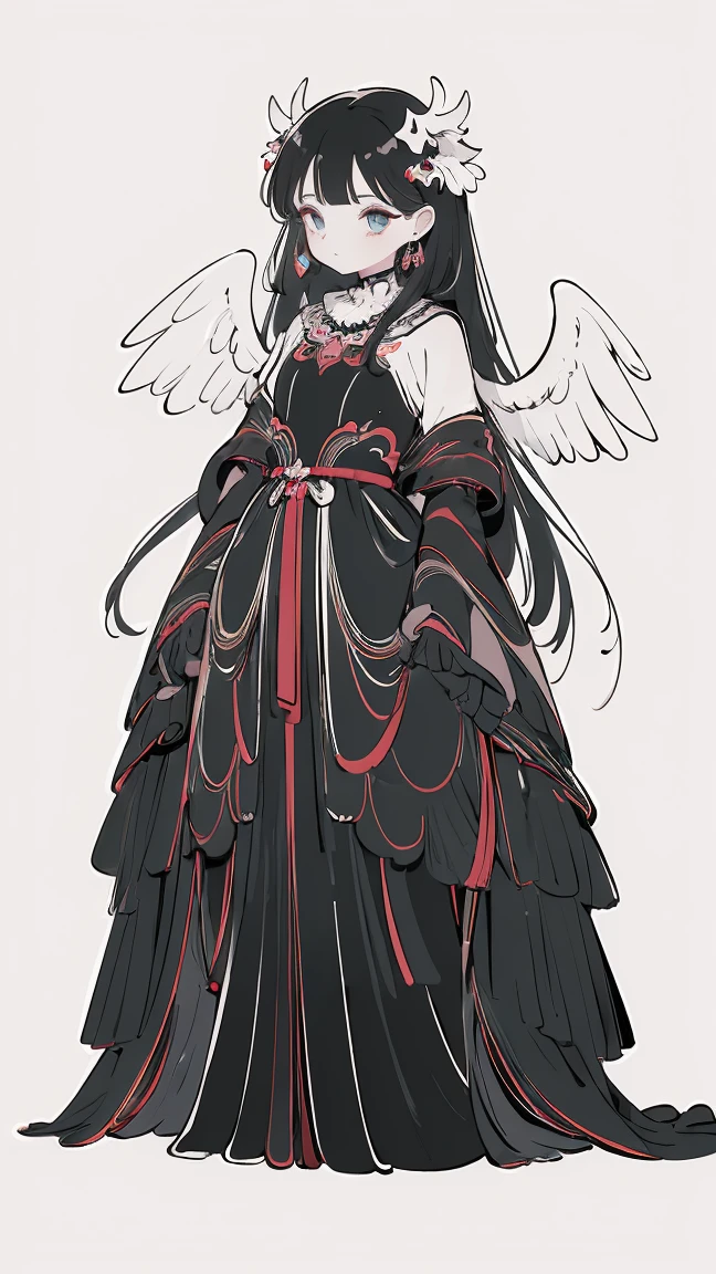 (Designed by nty:1.4),Upper body portrait of a girl,Black bright color, rich and colorful, Yoshitaka Amano character design,Solitary,Angelic, symmetrical beautiful, Angel Wings, Gorgeous long dress, stand up, (((Solitary))), Color Matching，Clear facial features, Clean lines design, Magic Elements, Future Technology, ((tarot card background)), Standing figure, ((Flat Color)), (masterpiece，Top quality，best quality，Ultra-high resolution), ((Exquisite facial features，Clear facial features，beautiful eyes，Pretty Face)) ,(32K Wallpaper),