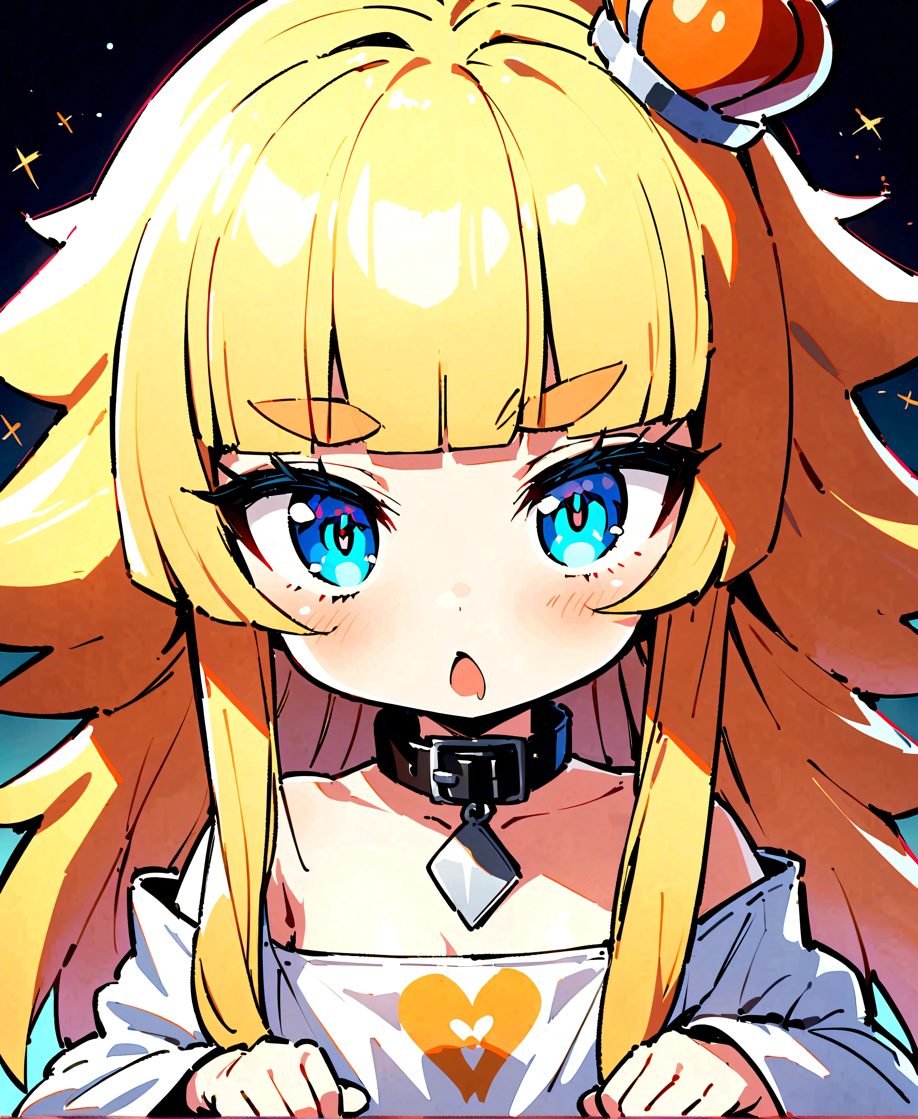 1girl, sdxl-gomon-hime, princess, silver mini crown, flipped hair blonde hair long hair short sidelock shiny hair blunt bangs, blue eyes eyelashes thick eyebrows, toenails +++ white shirt off shoulder long sleeves oversized shirt long shirt wide sleeves, black collar, +++ drool