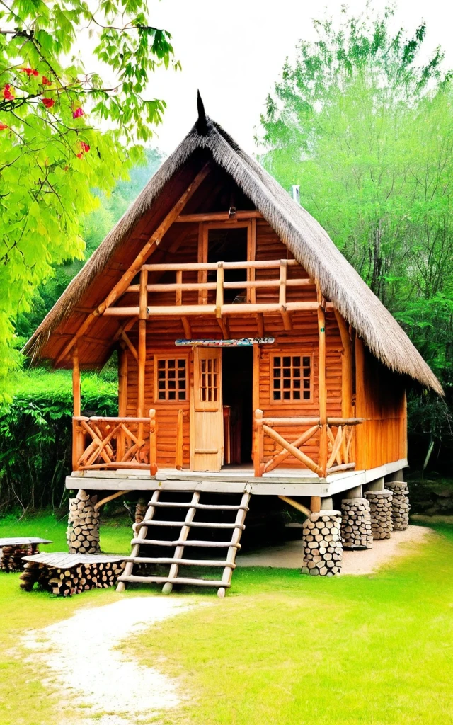 Show all on the book.Wooden hut