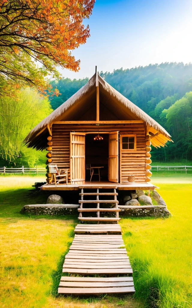 Show all on the book.Wooden hut