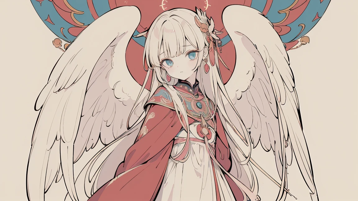 (Designed by nty:1.4),Upper body portrait of a girl, rich and colorful, rich and colorful, Yoshitaka Amano character design,Solitary,Angelic, symmetrical beautiful, Angel Wings, Gorgeous long dress, stand up, (((Solitary))), Color Matching,Clear facial features, Clean lines design, Magic Elements, Future Technology, ((tarot card background)), Standing figure, ((Flat Color)), (masterpiece,Top quality,best quality,Ultra-high resolution), ((Exquisite facial features,Clear facial features,beautiful eyes,Pretty Face)) ,(32K Wallpaper),