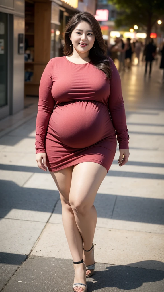 Two twin sisters,(Huge pregnancy)Smiling fat woman ((best quality)), ((masterpiece)), (detailed), Perfect face, Wearing a green loose sweatshirt and short skirt, The other was wearing a red loose plaid shirt and jeans, Thin waist and thick hips, Soft curves, hyperPractical full figure, Wearing a cute top, Long legs,,thickness, Beautiful plump woman, Two female targets with beautiful curves,Clear curve details, Curvy hourglass figure, Charming plus size models, bbw酱, full image, Surface Model, Curvy body, (full-body shot)blush, 1girll fat , Golden Ratio,(White and tender skin:),High quality background, HD, Practical, HDR. pedestrian mall,Skin as white as paper,High heel,Supercar,Auto Show