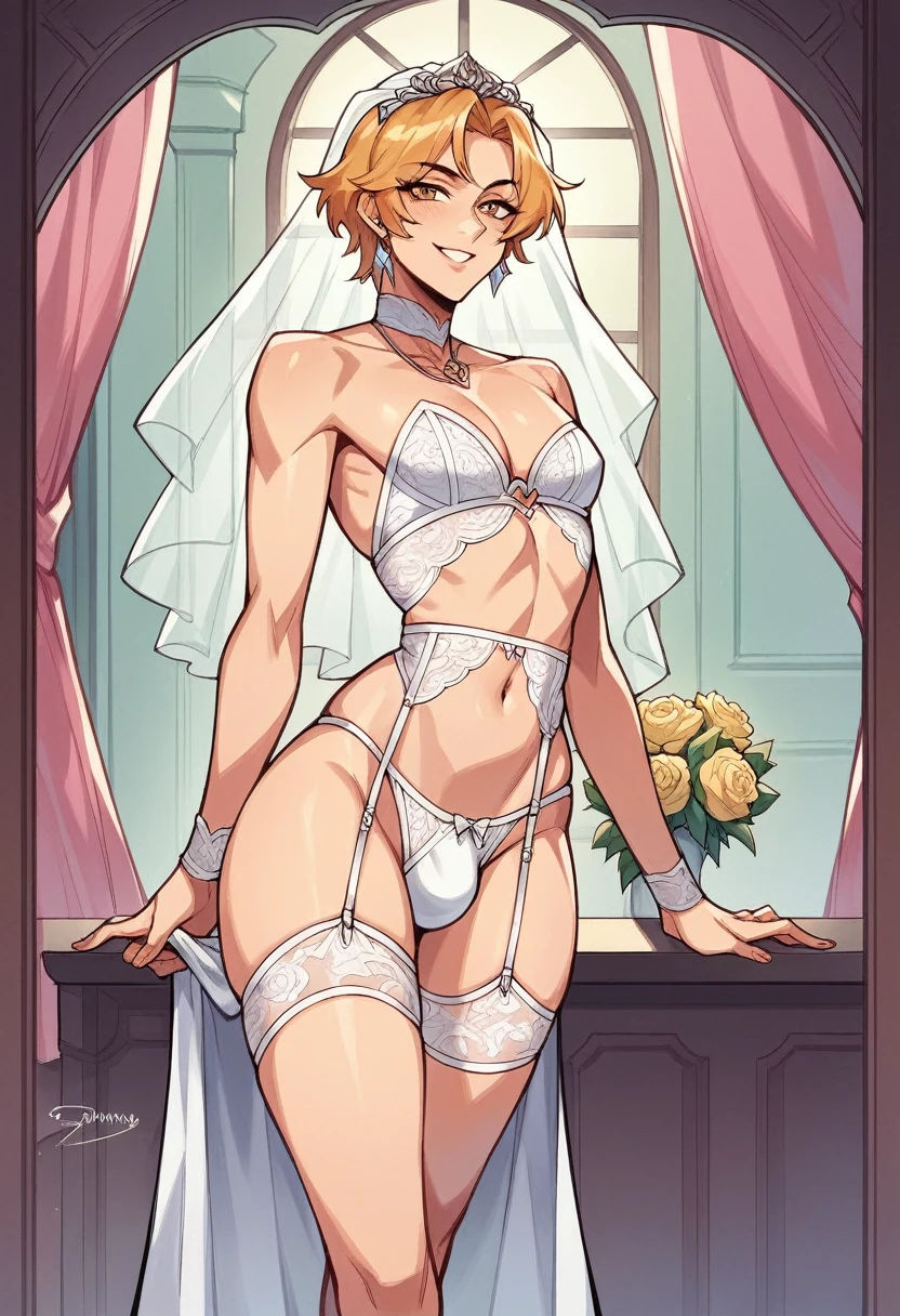 a father (he had been brainwashing by his second son,so his wife and eldest son wouldn't find out,crossdressing,a his second son's room ,wear sexy Wedding lingerie,bride of his second son,have one's first night,swear live as the wife of his second son for life) ,