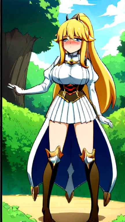 Anime centaur.1 girl. Cutie. Centaur girl. Half-human. Monster girl. Centaur. The girl is a horse. Blonde. Long hair. Hair ornament. Her hair is pulled back into a high ponytail. Blue eyes. Beautiful eyes. Perfect eyes. Expressive eyes. Ideal face. Face about to sneeze
Sneezing face. Beautiful nose. Snotty nose. After sneezing, long snot hangs from the nose. 16 years. Big breasts. Beautiful breasts. Girl knight. Centaur knight. She is ill. She got sick. She has allergies. She has a runny nose. Nasal mucus. She has snot. She wants to sneeze. She needs to sneeze. She has a strong, desperate urge to sneeze. She sneezes. She sneezes. Splashes of snot fly to the sides. Snot flows from the nose. She's on her period. Her crotch is bleeding. She has urinary incontinence. She wants to pee. She needs to pee.
She has a strong, desperate urge to pee. Hand on the aroma. Creaco squeezes his crotch. Trettperineum. She described. Urine pours onto the ground. In the middle of the forest. Ideal anatomical body. The lower part of the body is equine. Horse slender legs. Hooves instead of legs. White linen blouse. Light plate armor - corset. Skirt. No panties. Standing. Full height. Beautiful character design. Shiny skin. Whole body. NFS. Official art. Extremely detailed CG Unity 8k wallpaper. Ideal lighting. Ultra high resolution 4K. Super detailed 8K. A high resolution.