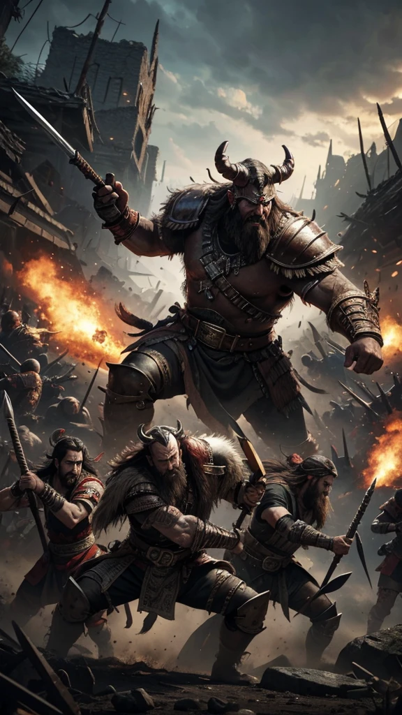 The warlords are engaged in a fierce battle with the demons.