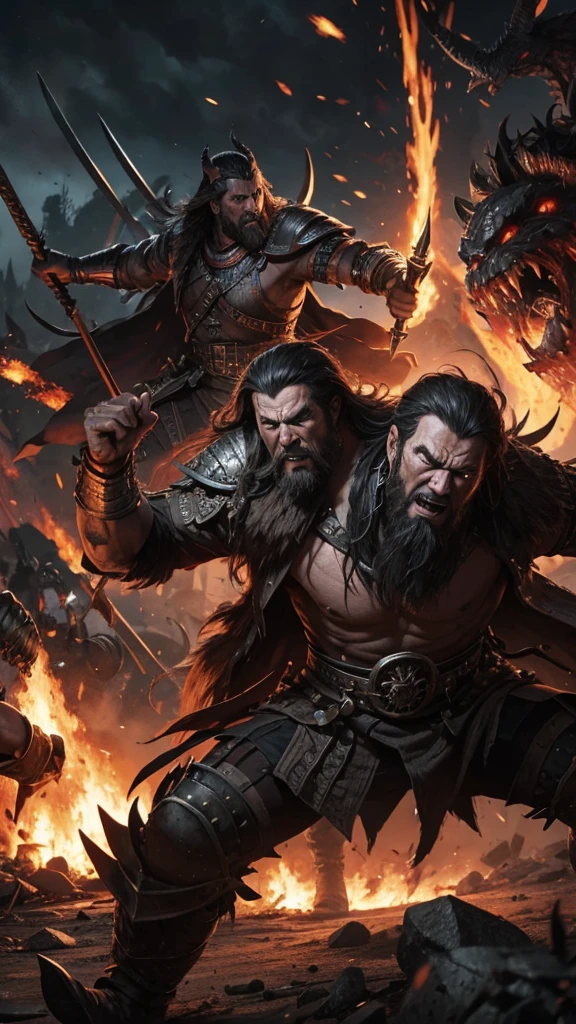 The warlords are engaged in a fierce battle with the demons.
