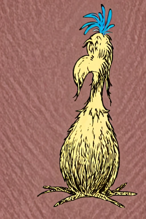 Sitting dog ink drawn in 1940s Dr Seuss style