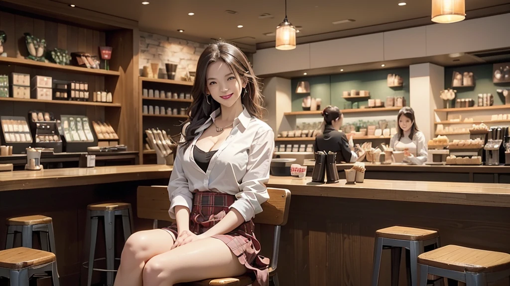 Taiwanese beauty，Dress sexy，At the coffee shop，appointment，Drink coffee