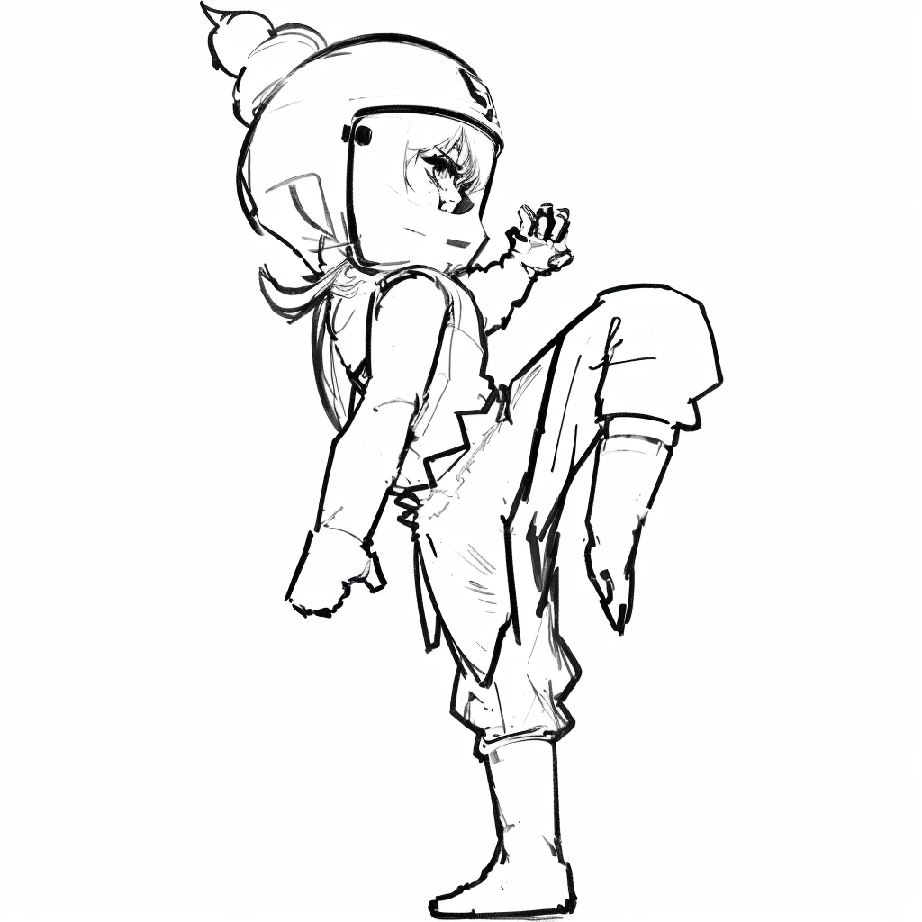 a drawing of a person in a helmet doing a kick, fight pose, pudica pose gesture, attack pose, fighting pose, fighter pose, fighting stance, character posing, intimidating pose, character is in her natural pose, scary angry pose, bold lineart, neutral pose, cool pose, simple lineart, fully body pose, thick lineart, badass pose