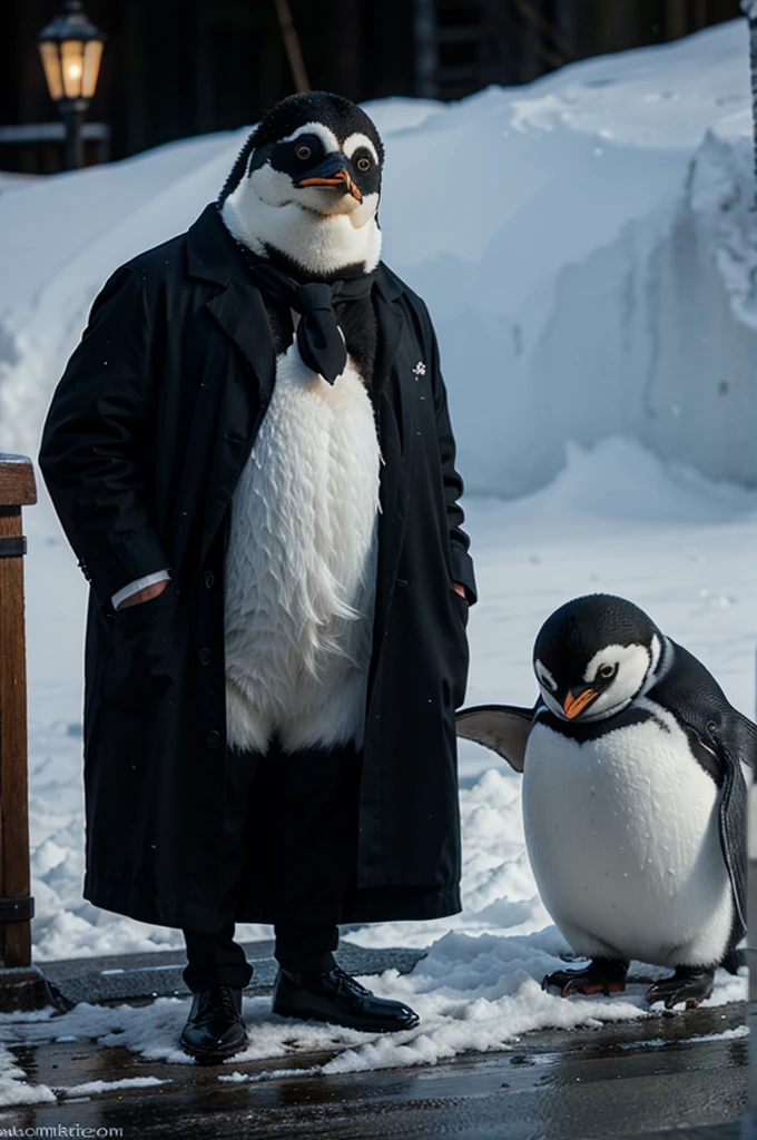 Create a detective penguin