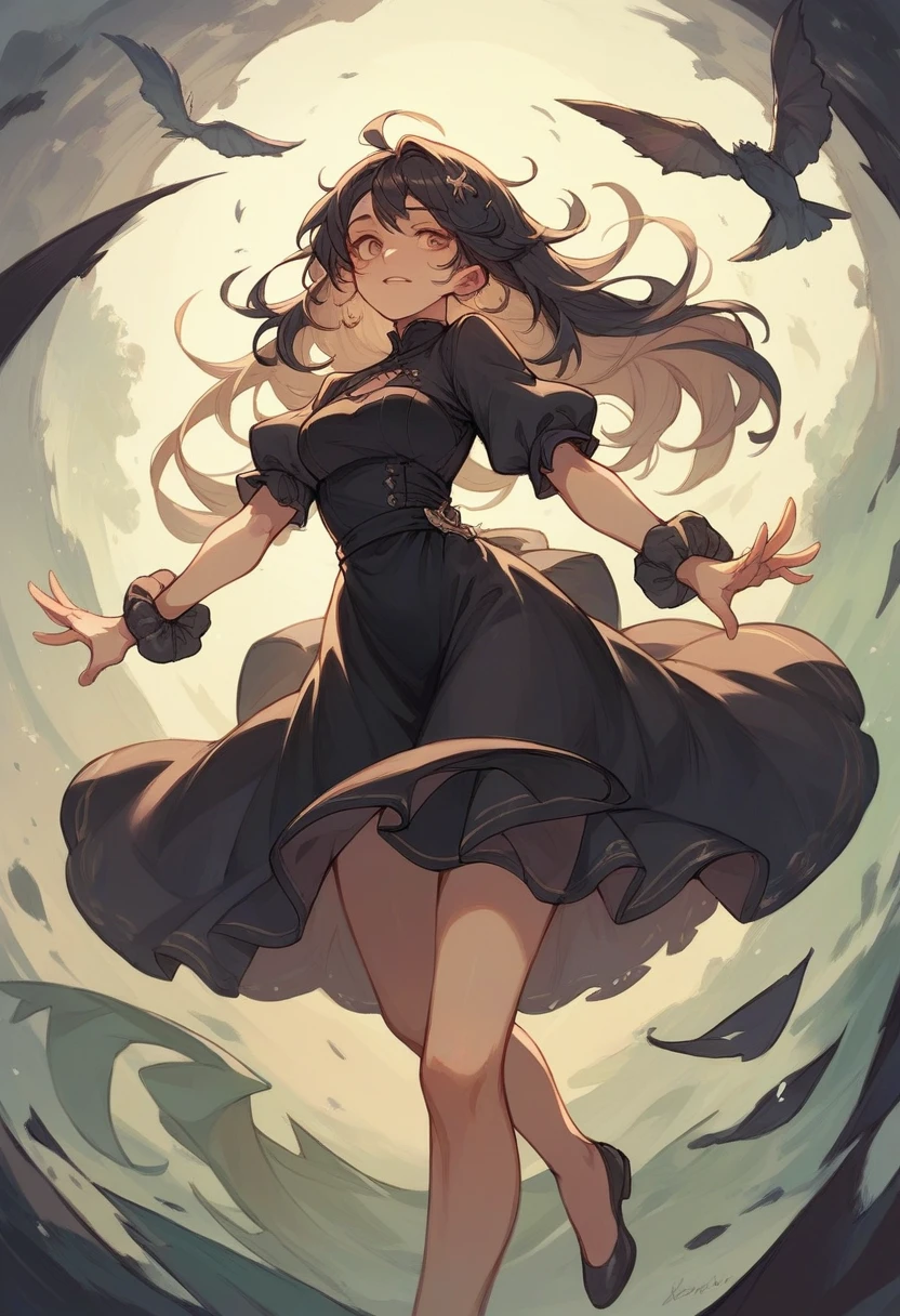 wearing black dress