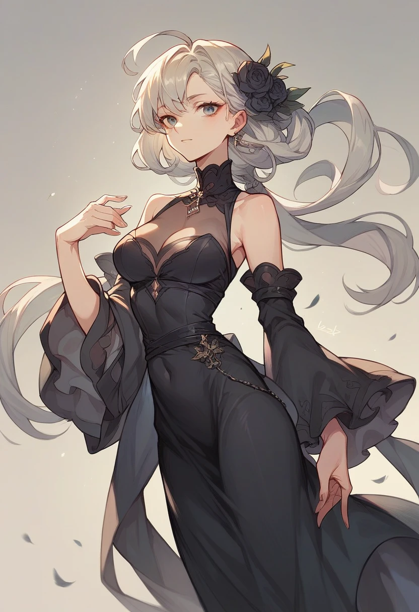 wearing black dress