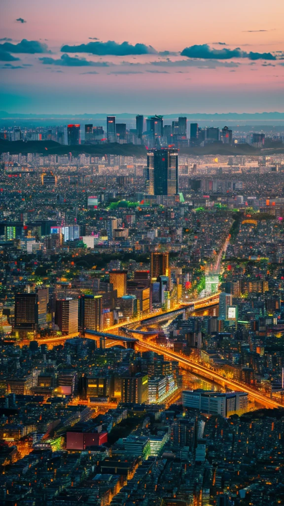 a view of a city with tall buildings and a green park, a picture by Naondo Nakamura, unsplash, sōsaku hanga, tokyo japan,    arafed view of a field of flowers with a sunset in the background, floral sunset, warm beautiful scene, beautiful sunrise, flowers sea everywhere, sunset warm spring, beautiful sunset, magnificent background, vibrant sunrise, beautiful sunset glow, breathtaking landscape, stunning sunset, field of flowers, at sunrise in springtime, sunset glow, beautiful sunrise lighting, flower field, sunset sunrise  tokyo city, tokyo city in the background, tokio, tokyo, japanese city, tokyo prefecture, new tokyo, aerial view of a city, tokyo in the background, bird's eye view of a city