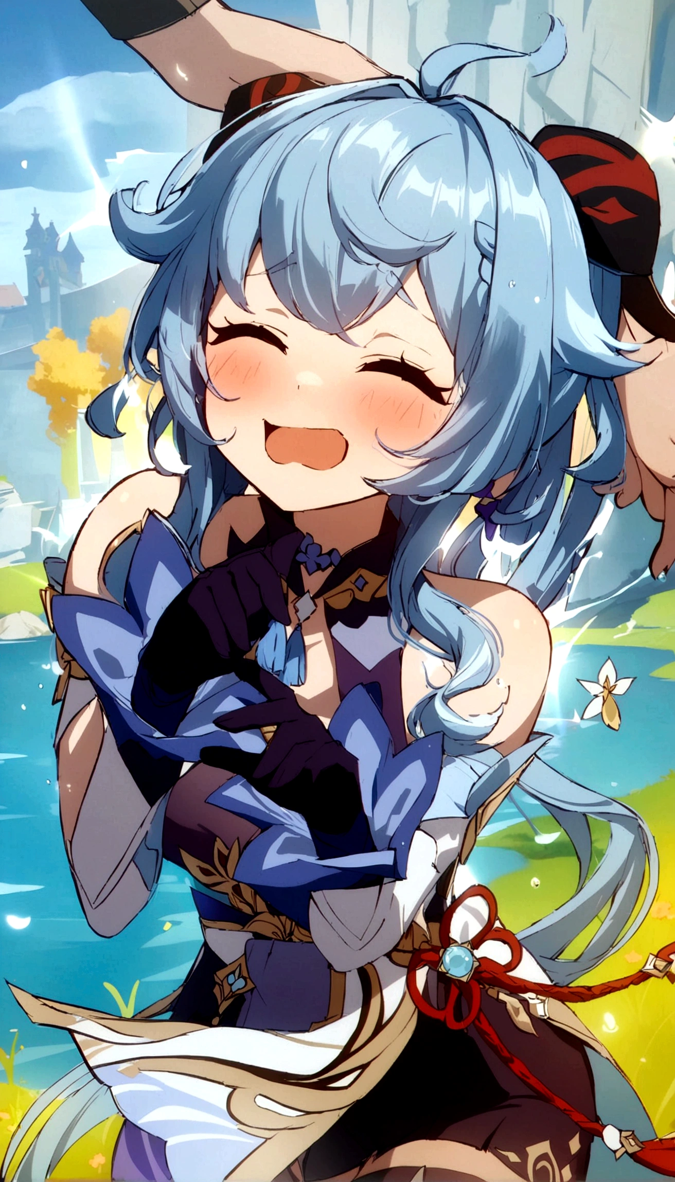 a cartoon image of a woman beautiful with blue hair and a blue dress, ayaka genshin impact, keqing from genshin impact, splash art anime , genshin, ayaka game genshin impact, aqua from konosuba, anime moe artstyle, , genshin impact, cunning expression, anime visual of a cute girl