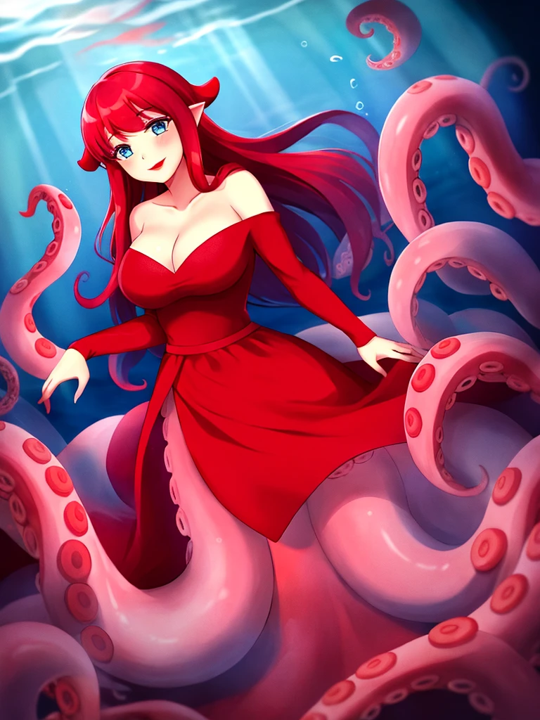 ((tentacle sex)), octopus tentacles, ((wearing dress))