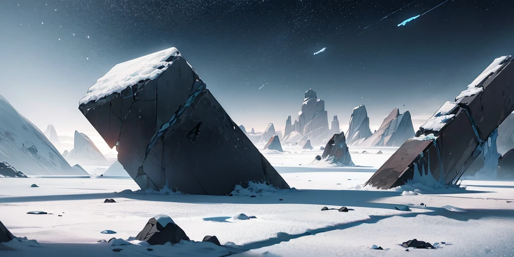 ((Empty terrain)), (((Cold Void))), confusion, frozen soil, Other dimensions, crack, Broken sky